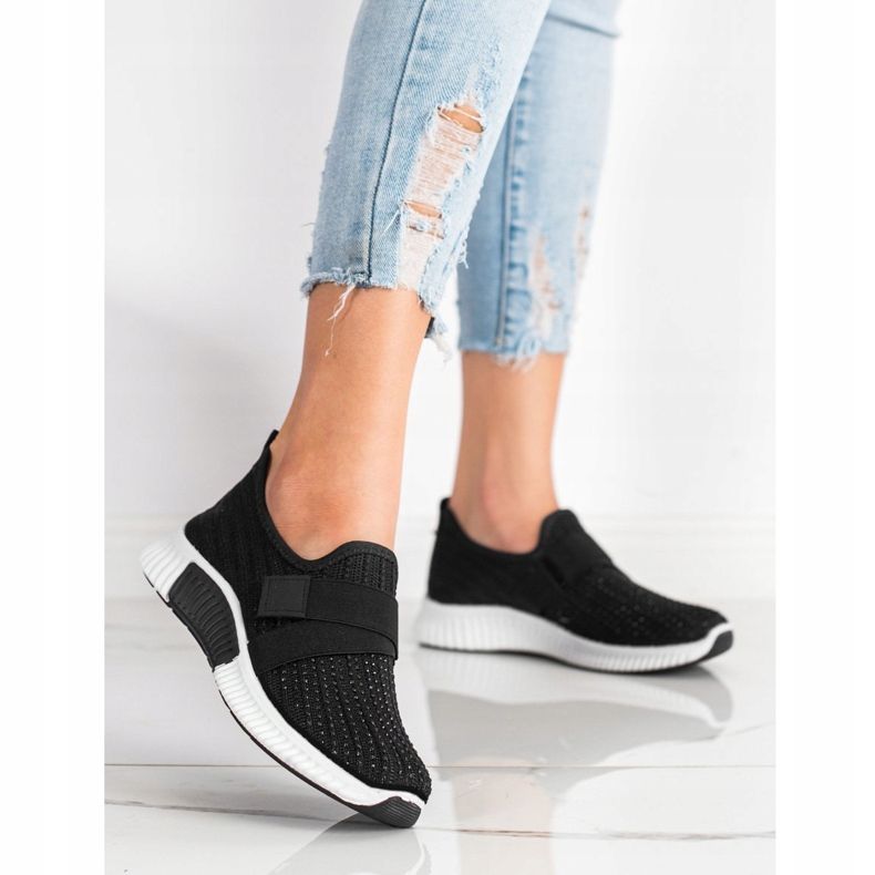 SHELOVET Scarpe sportive con cristalli nero 2