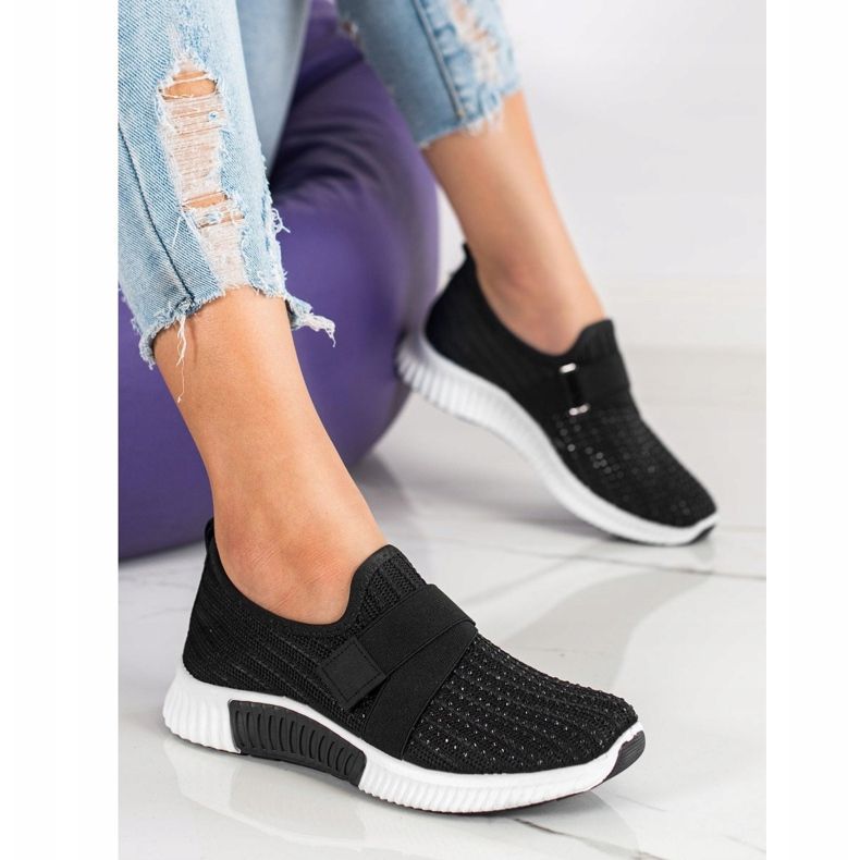 SHELOVET Scarpe sportive con cristalli nero 1
