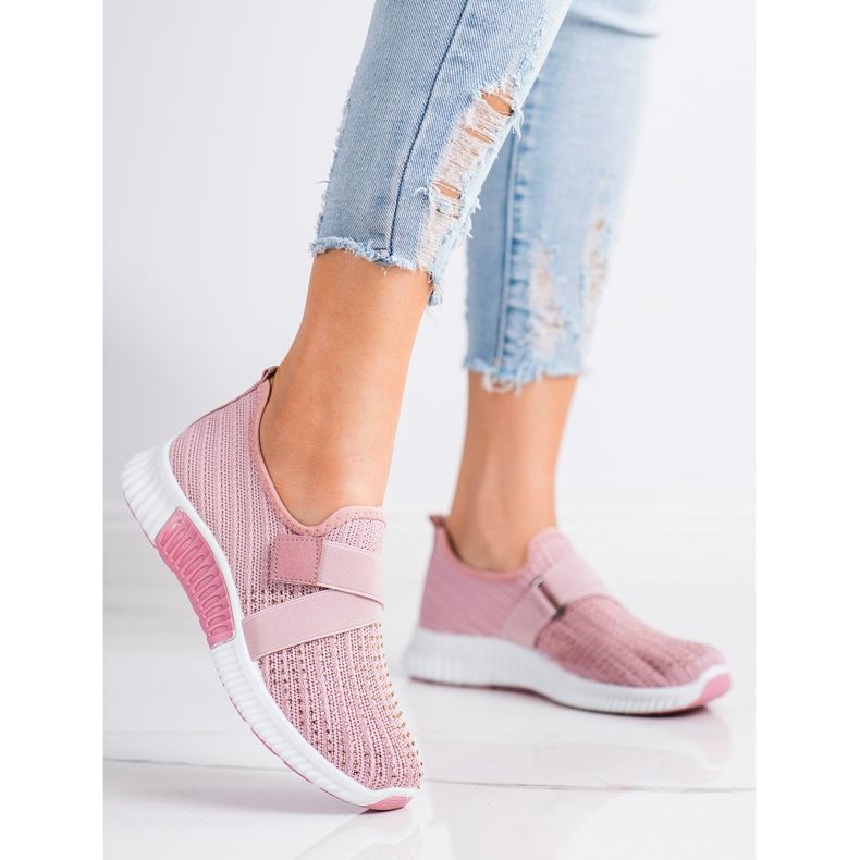 SHELOVET Scarpe sportive con cristalli rosa 2