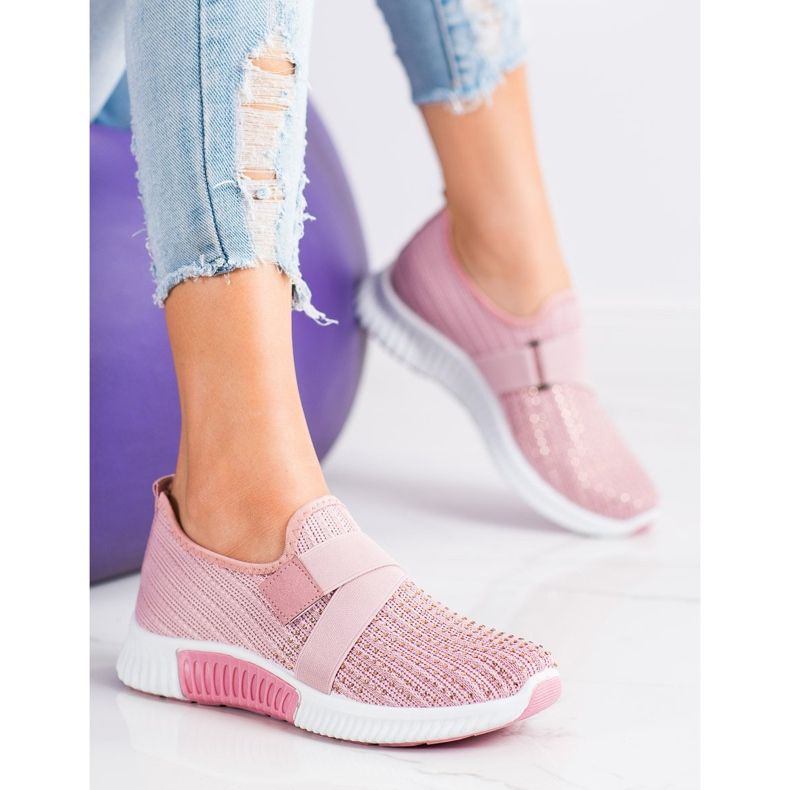 SHELOVET Scarpe sportive con cristalli rosa 1