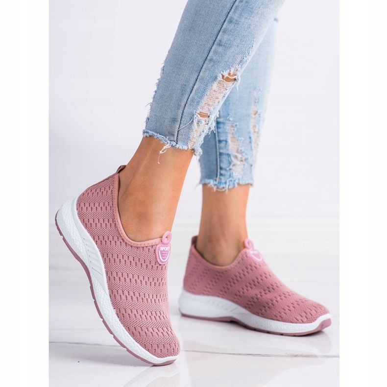SHELOVET Scarpe da ginnastica leggere senza lacci rosa 1