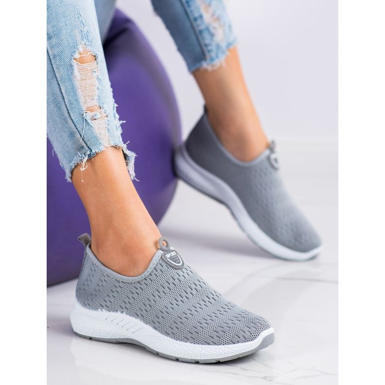 SHELOVET Scarpe da ginnastica leggere senza lacci grigio 1