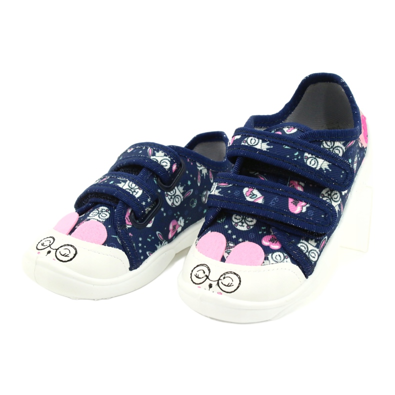 Scarpe per bambini Befado 907P127 bianca blu navy rosa d'argento 1