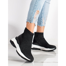SHELOVET Sneakers alte in tessuto nero 1