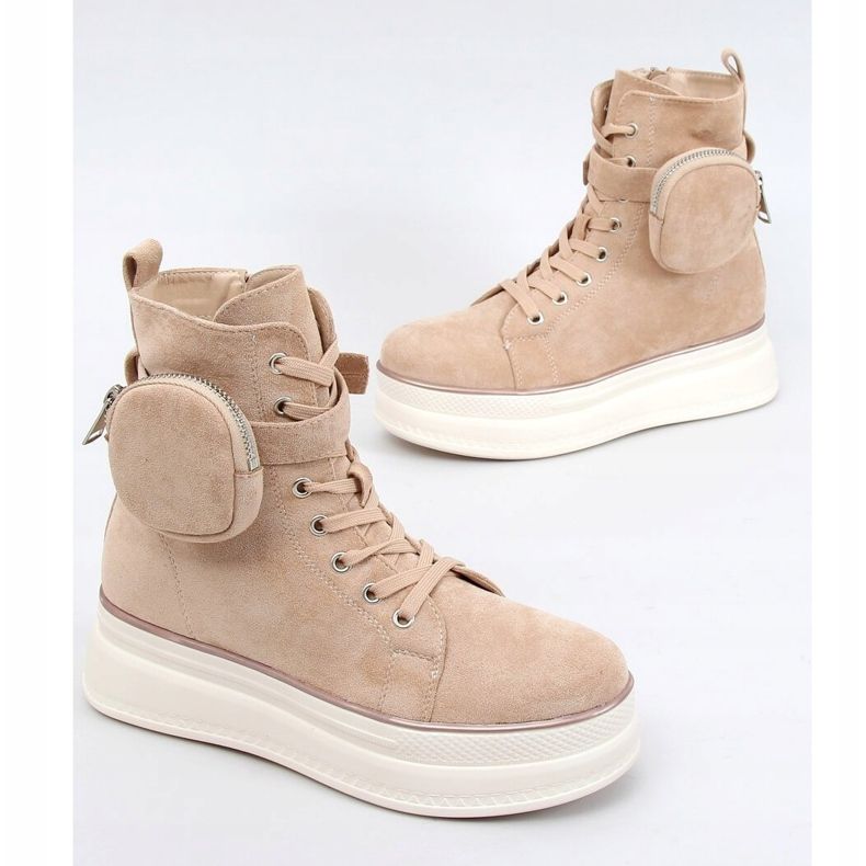 Sneakers alte con pochette beige HO263 Beige 1