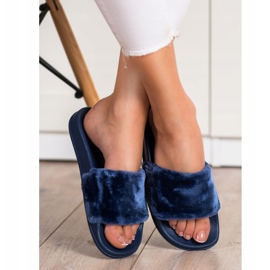 Bona Pantofole di peluche blu navy 2