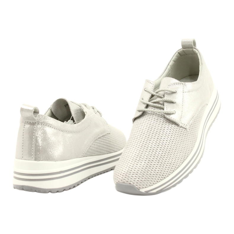 Scarpe sportive da donna in pelle Jezzi 21PB32-3617 argento d'argento 3