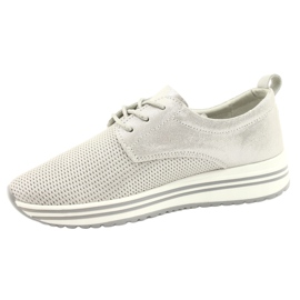 Scarpe sportive da donna in pelle Jezzi 21PB32-3617 argento d'argento 1