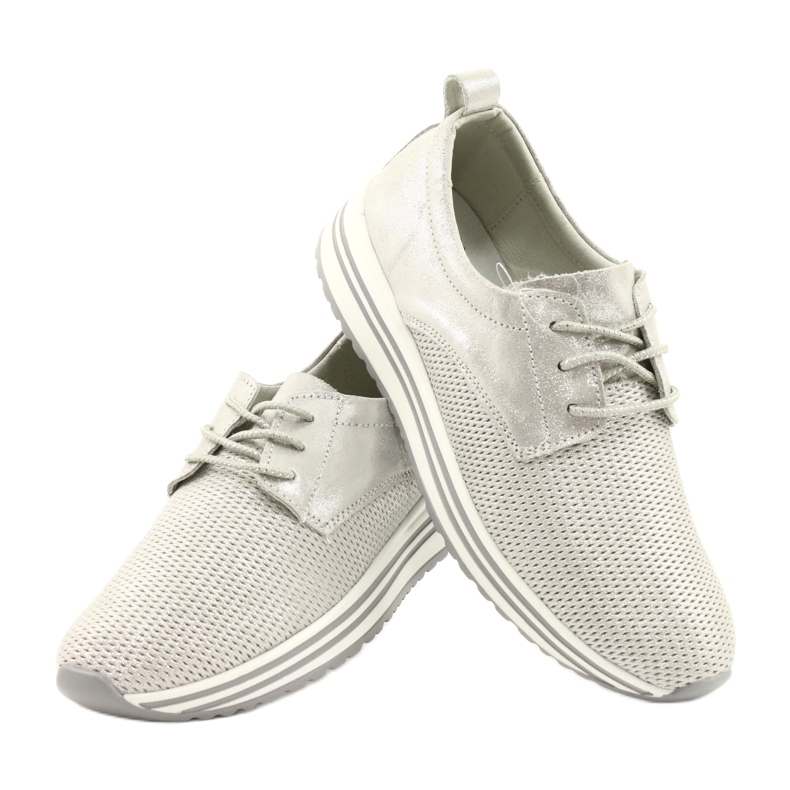 Scarpe sportive da donna in pelle Jezzi 21PB32-3617 argento 4