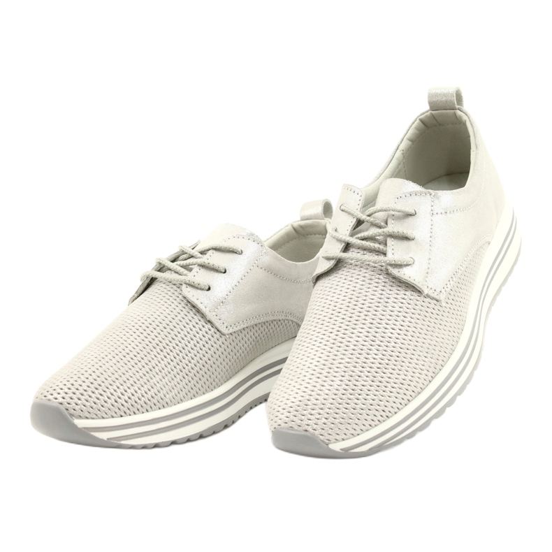 Scarpe sportive da donna in pelle Jezzi 21PB32-3617 argento 2