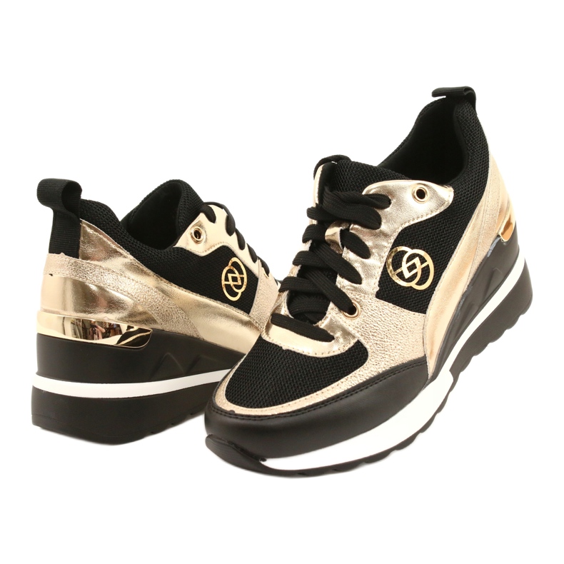 Evento Sneakers con zeppa da donna 21PB35-4001 Black Gold Roxet nero d'oro 3