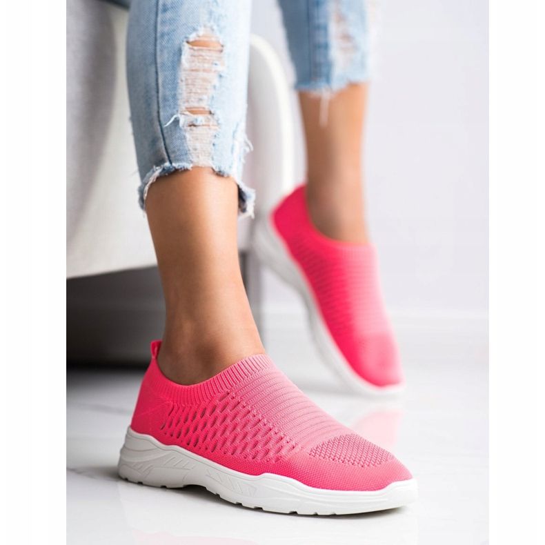 Ideal Shoes Comode sneakers traforate rosa 2