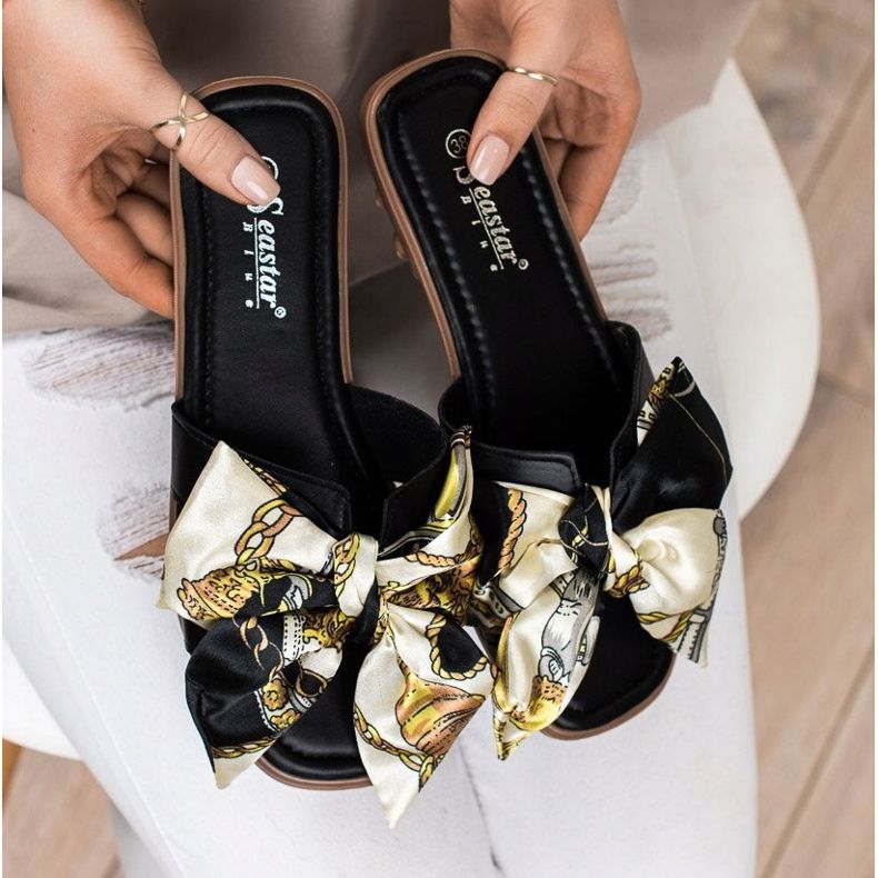 Seastar Pantofole Eleganti Con Fiocco Decorativo nero 2