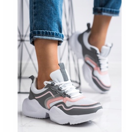 SHELOVET Sneakers sportive leggere bianco rosa grigio 1
