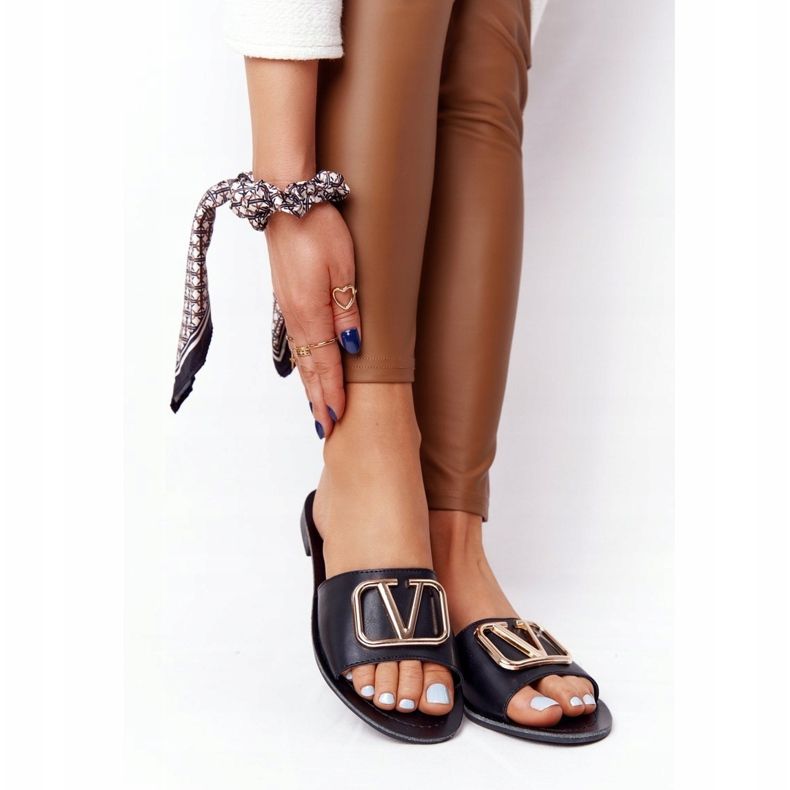 PS1 Pantofole nere classiche da donna Vicky nero d'oro 1