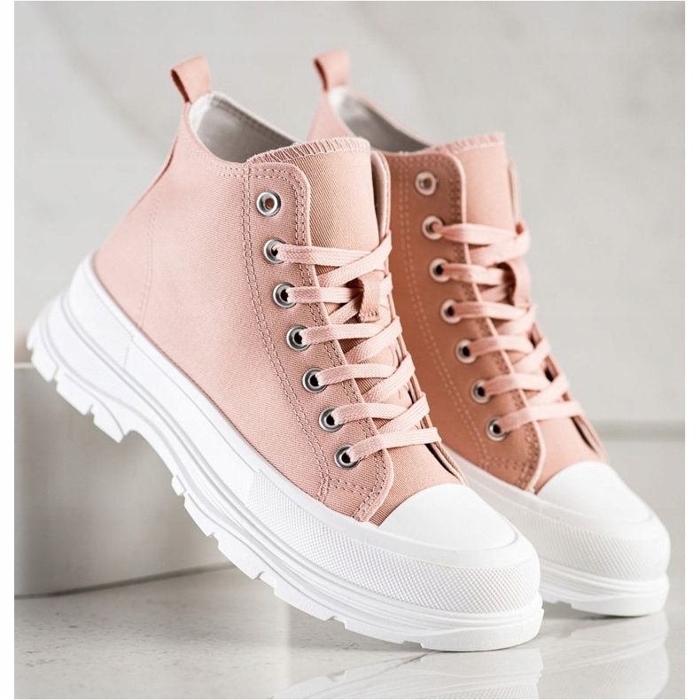 SHELOVET Sneakers Alte Sulla Piattaforma rosa 1