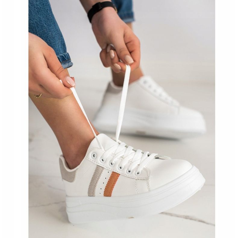 SHELOVET Sneakers Con Inserti In Camoscio bianco 2