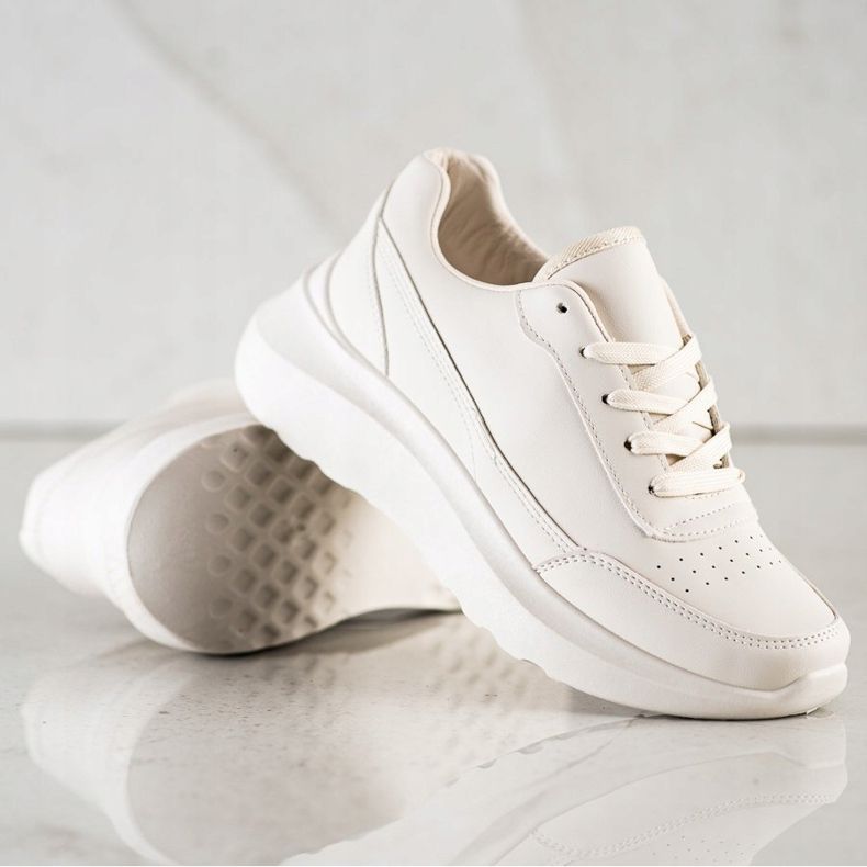 SHELOVET Sneakers classiche in ecopelle beige 1