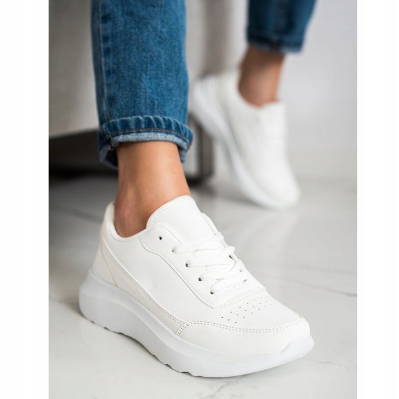 SHELOVET Sneakers classiche in ecopelle bianca 2