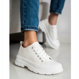 SHELOVET Sneakers bianche sulla piattaforma bianca 2