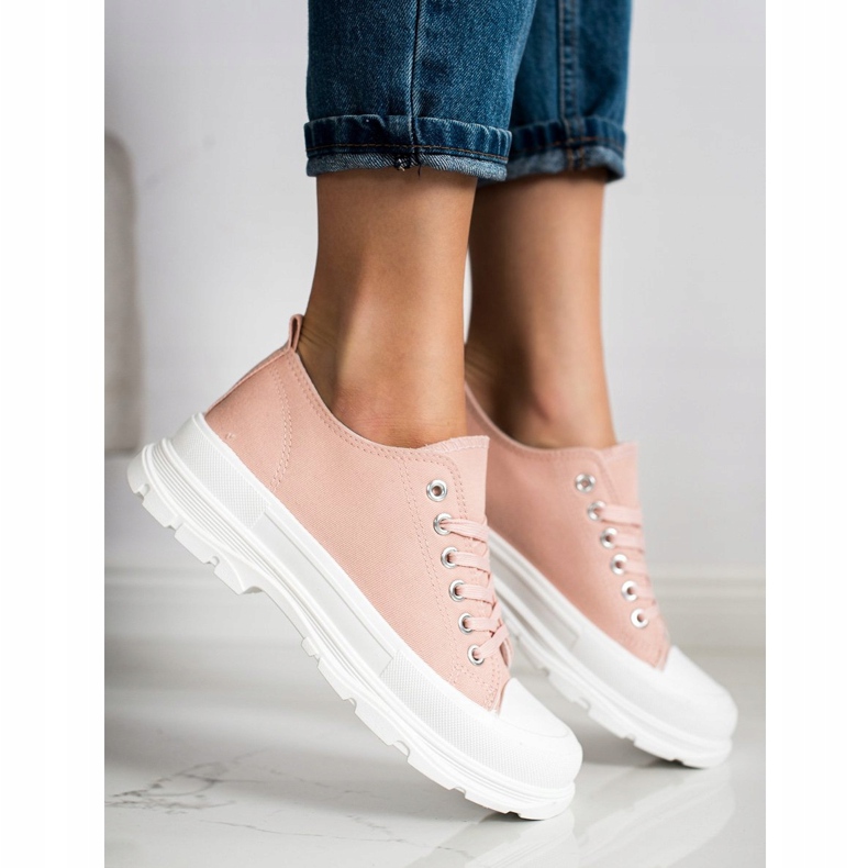 SHELOVET Sneakers rosa sulla piattaforma 2