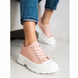 SHELOVET Sneakers rosa sulla piattaforma 1
