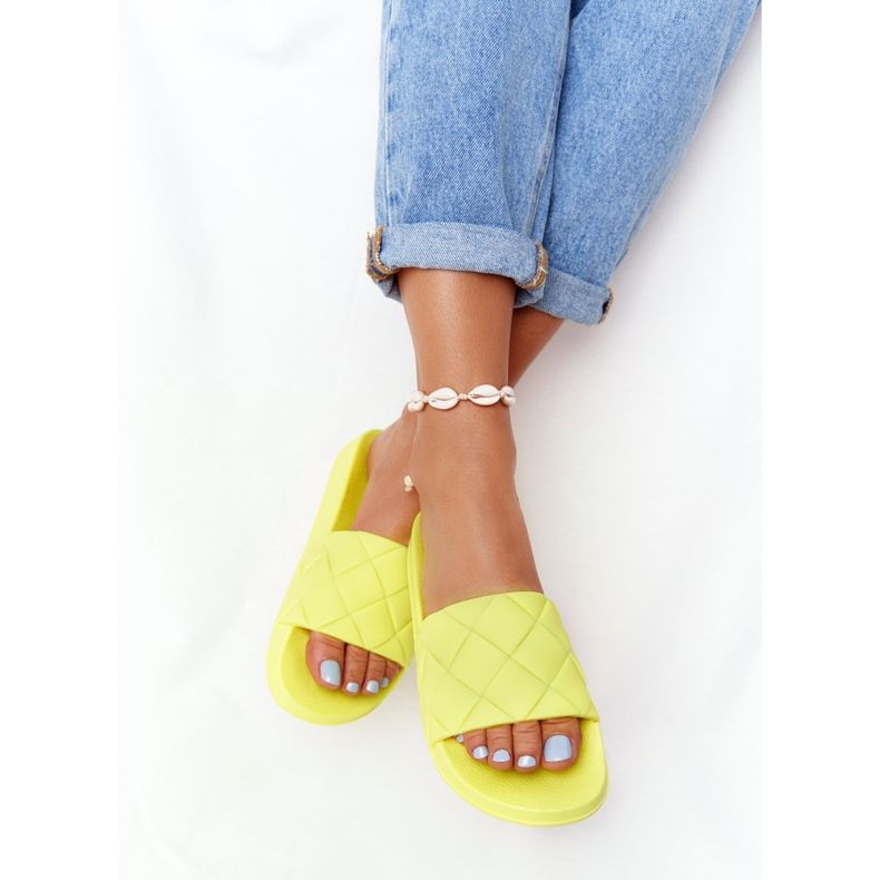 PS1 Pantofole in gomma da donna giallo fluo Let's Swim 1