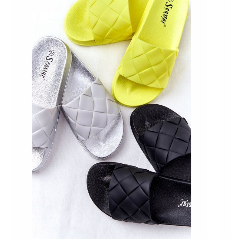 PS1 Pantofole in gomma da donna giallo fluo Let's Swim 2