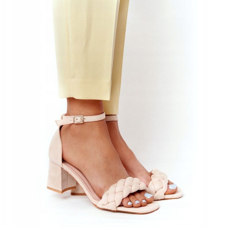 PS1 Sandali con tacco alto in pelle scamosciata Beige Long Island 2