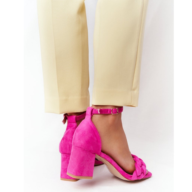 PS1 Sandali Tacco Alto Camoscio Fucsia Long Island rosa 2