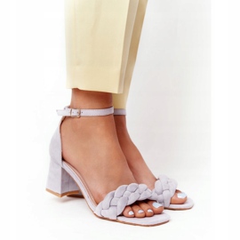 PS1 Sandali con tacco in pelle scamosciata grigi di Long Island grigio 2