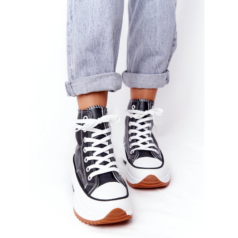 PS1 Sneakers in pelle sulla piattaforma Coachella nera bianco nero 1