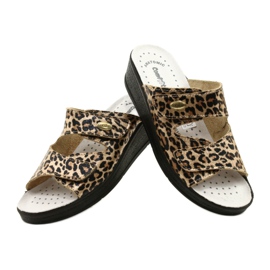 Stampa leopardo a infradito in pelle da donna beige 4