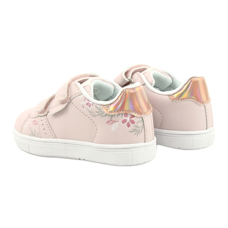 American Club Scarpe Velcro Flowers ES22/21 Rosa Cipria d'oro 5