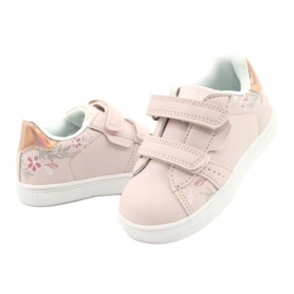 American Club Scarpe Velcro Flowers ES22/21 Rosa Cipria d'oro 3