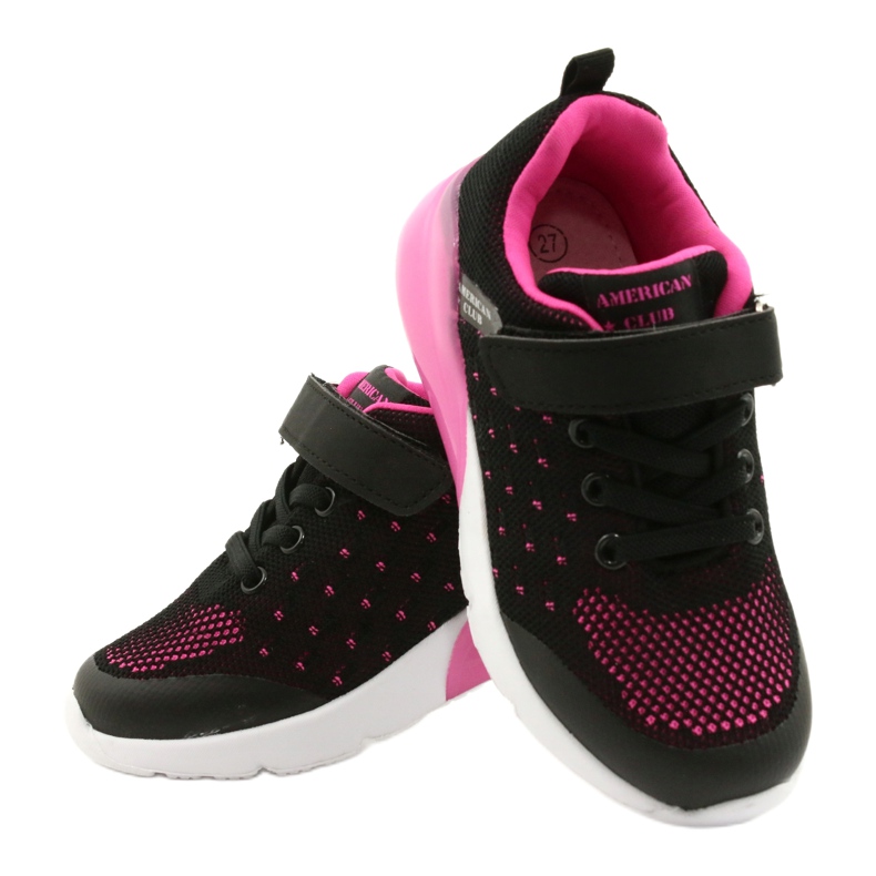 American Club Scarpe Sportive Bambina Con Velcro RL12/21 Nere nero rosa 4