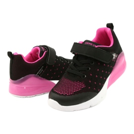 American Club Scarpe Sportive Bambina Con Velcro RL12/21 Nere nero rosa 3