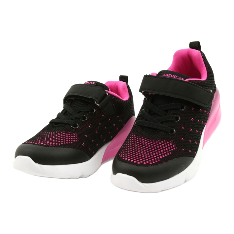 American Club Scarpe Sportive Bambina Con Velcro RL12/21 Nere nero rosa 2