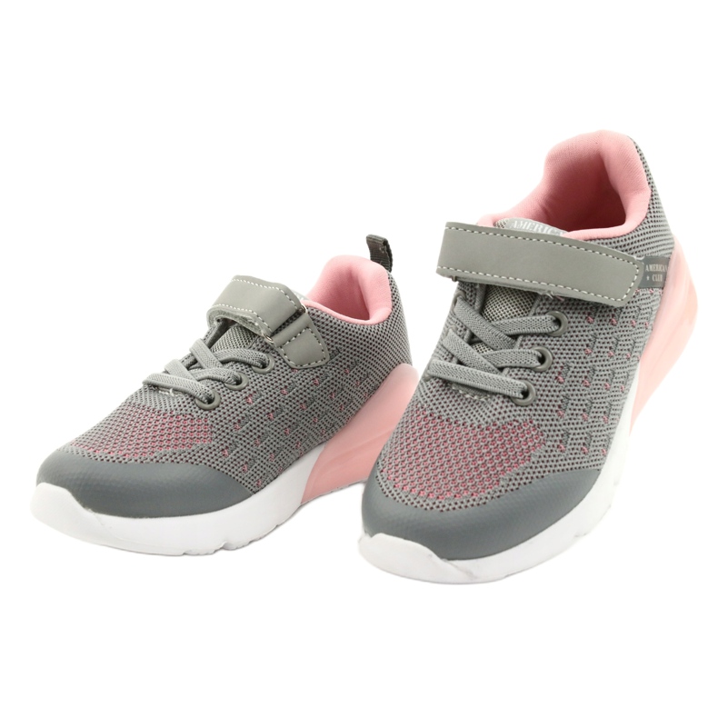 American Club Scarpe sportive da bambina con velcro RL12/21 Grigie rosa 2