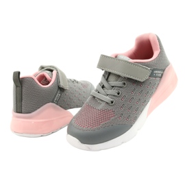 American Club Scarpe sportive da bambina con velcro RL12/21 Grigie rosa 3