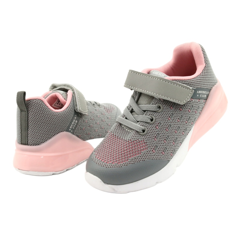 American Club Scarpe sportive da bambina con velcro RL12/21 Grigie rosa 3