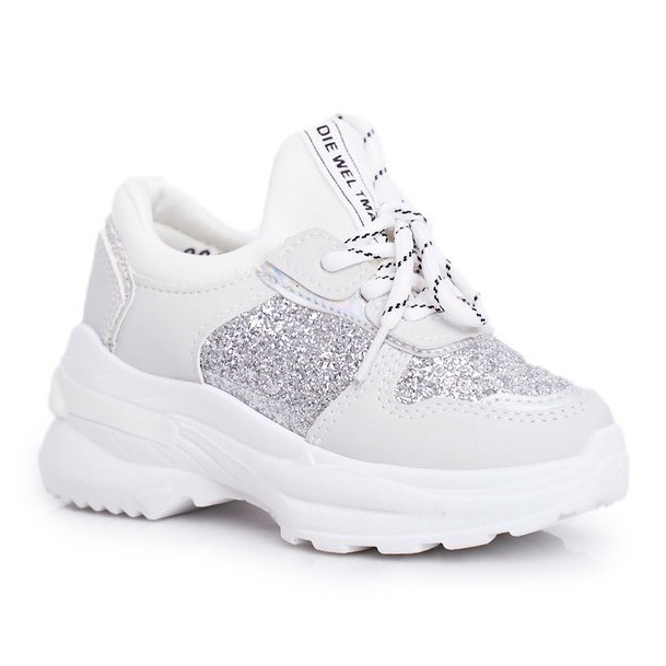 FRROCK Scarpe Sportive per Bambini con Broccato Argento Matylda bianca d'argento grigio 3