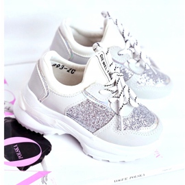 FRROCK Scarpe Sportive per Bambini con Broccato Argento Matylda bianco grigio 1