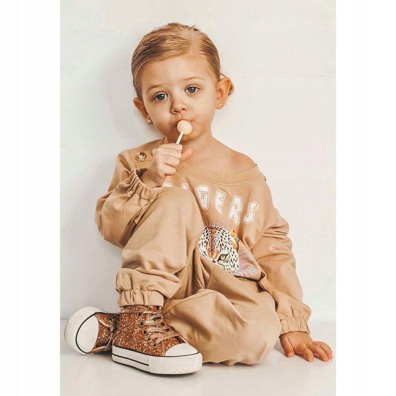 FRROCK Sneakers per bambini High Shiny Golden Ally d'oro 1