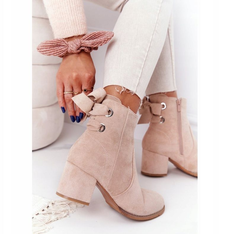 PJ1 Stivali caldi da donna con tacco Beige Kayla 1