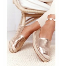Espadrillas in pelle su suola intrecciata Big Star HH274503 Golden d'oro 2