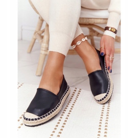 Espadrillas in pelle su suola intrecciata Big Star HH274505 Nero 2