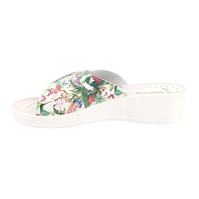 Comfooty Flip in pelle femminile con fiori bianca 1