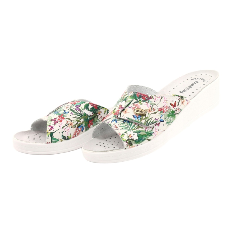 Comfooty Flip in pelle femminile con fiori bianca 2