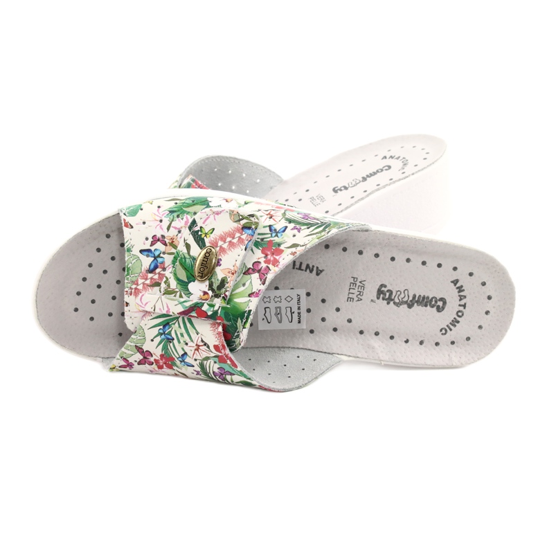 Comfooty Flip in pelle femminile con fiori bianco 5